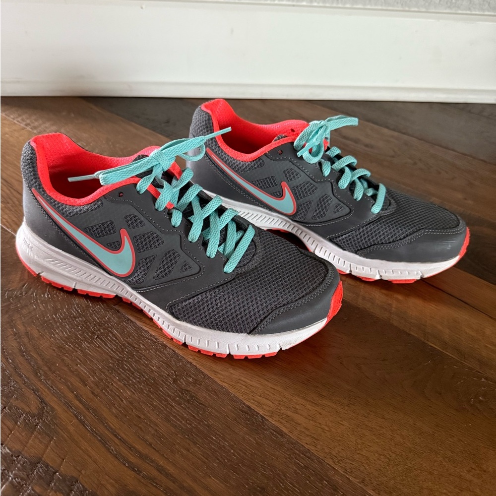Nike Women’s Downshifter Charcoal and Coral Sneakers